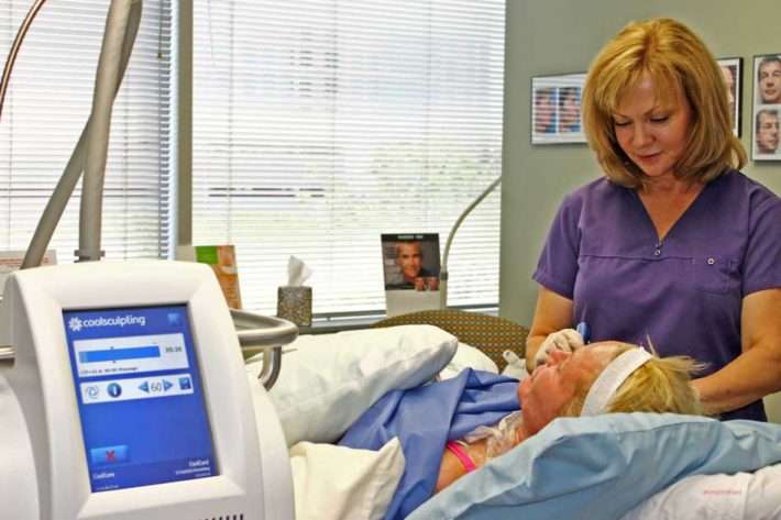 Coolsculpting and microneedling being done at the same time.