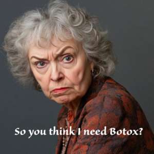 Scowling mature woman who needs botox